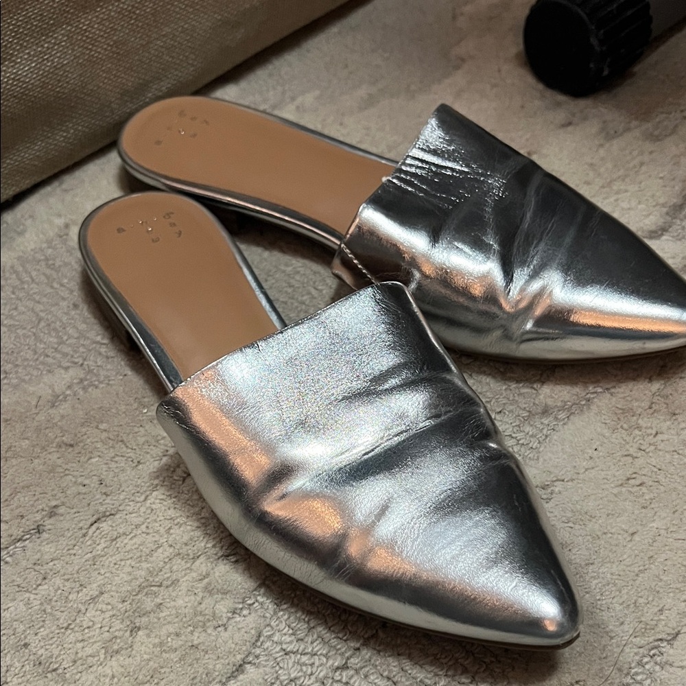 Metallic Silver Women's Mules